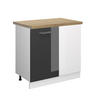 ECKUNTERSCHRANK R-Line Anthrazit Hochglanz 86 cm, AP Eiche - Anthrazit/Weiß, Holzwerkstoff (86/81.6/60cm) - Vicco