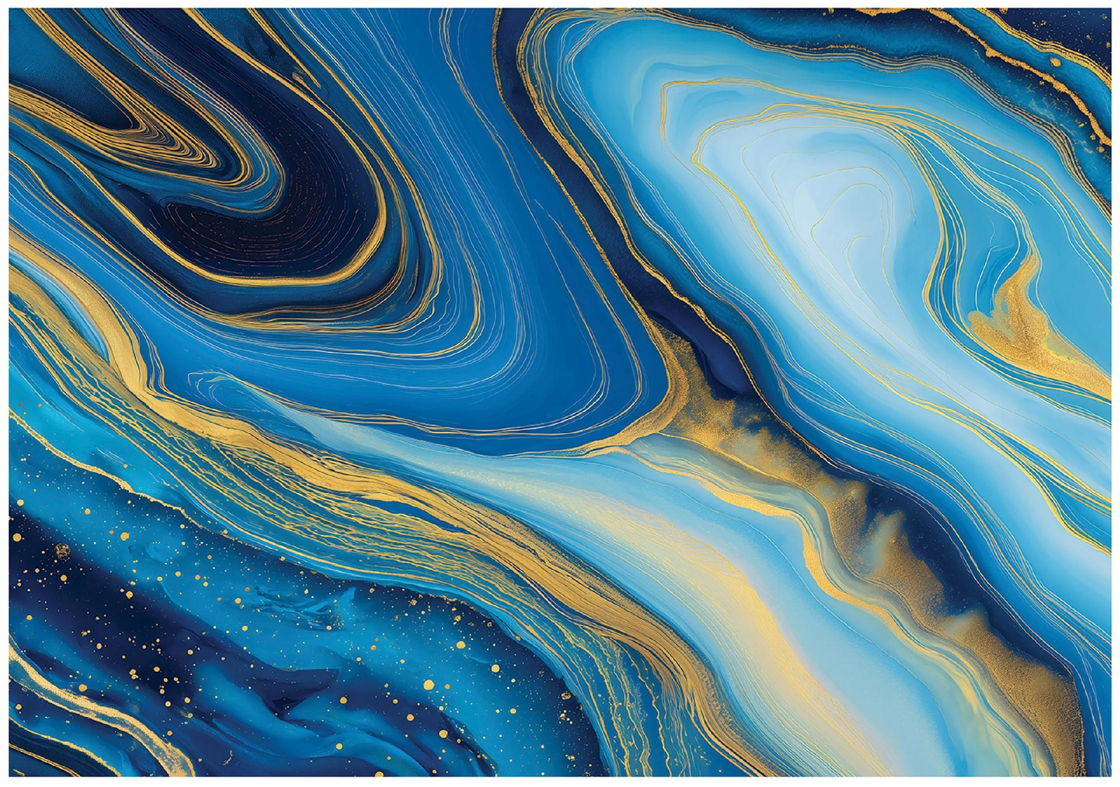 FOTOTAPETE Marmor Glanz Blau 350x250 cm - Multicolor, Papier (350/250cm) - Wallarena