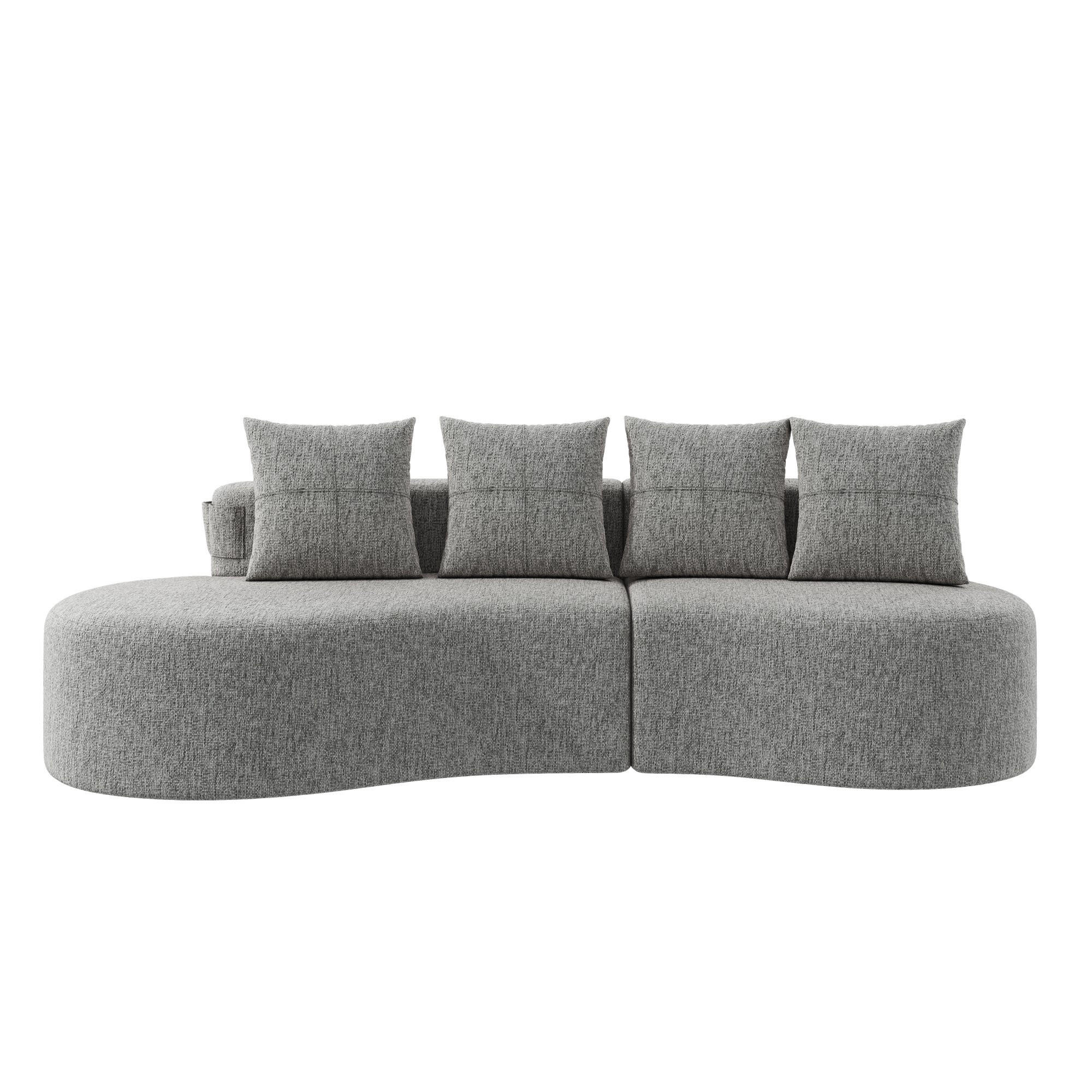 BIGSOFA Loungesofa,3er-Sofa,reich gepolstert,Leinenstoff,Hellgrau - Hellgrau, Textil (240/63/109cm) - LVHOM