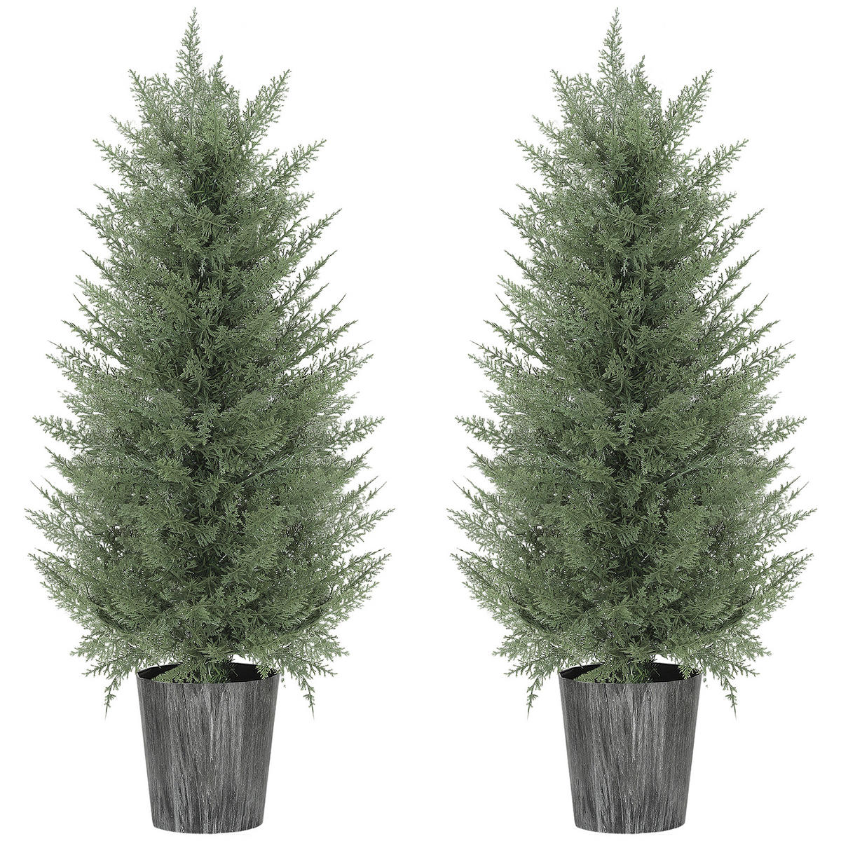 2ER Set Künstliche Zypressenbäume groß 90cm Kunstpflanze, Plastik Künstliche Pflanzen im Topf 15 x 15 x 90 cm Grün - Grün, Kunststoff/Metall (90cm) - FORIOUS