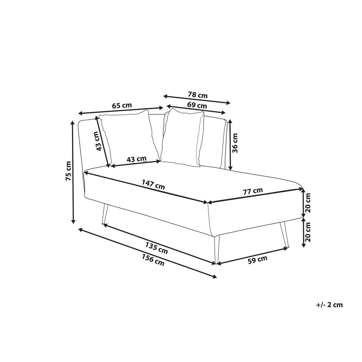 ČALOUNĚNÉ LEHÁTKO CHAISE LONGUE krémově bílé levostranné Riom - bílá/černá, textil (156/75/77cm) - Beliani