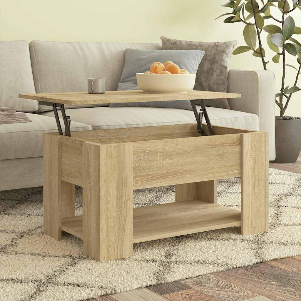 COUCHTISCH 79/49/41 cm aus Holzwerkstoff Sonoma-Eiche mit Höhenverstellbarer Tischplatte, 1 Ablagefläche - Sonoma Eiche, Holz (49/79/41cm) - vidaXL