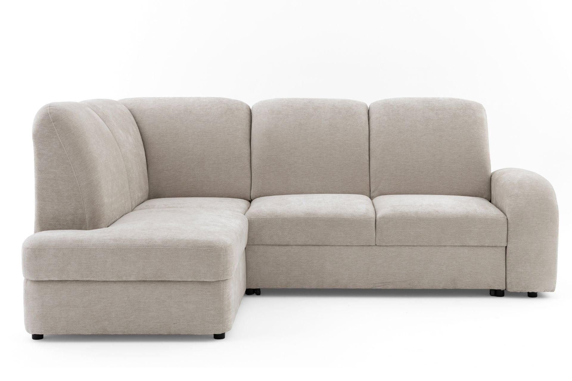 ECKSOFA VIBE L Links mit Schlaffunktion 129x205 Chenille Beige - Beige/Schwarz, Holz/Kunststoff (186/250cm) - Muffo