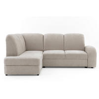 ECKSOFA VIBE L Links mit Schlaffunktion 129x205 Chenille Beige - Beige/Schwarz, Holz/Kunststoff (186/250cm) - Muffo