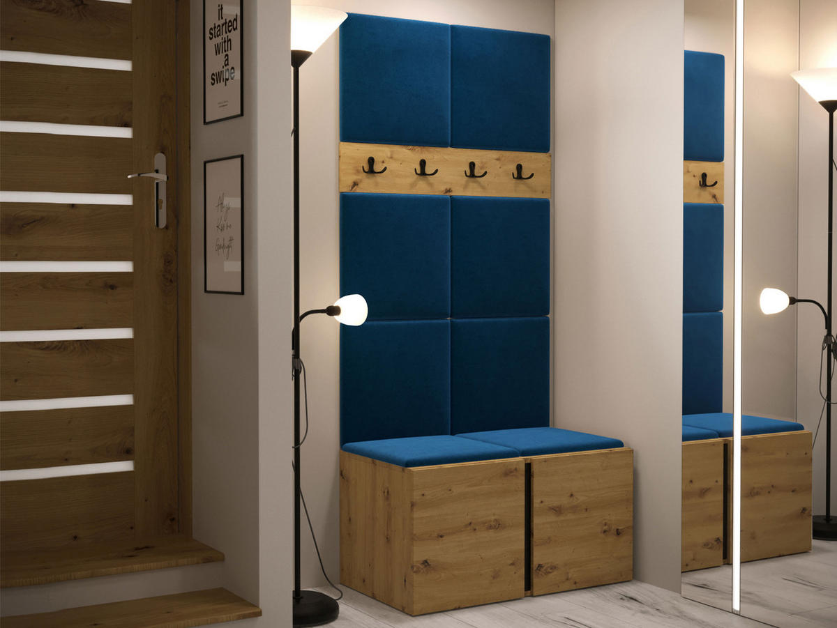 GARDEROBEN-SET Orion IV - Blau/Eiche Artisan, Holzwerkstoff/Kunststoff (84/186/46cm) - MIRJAN24