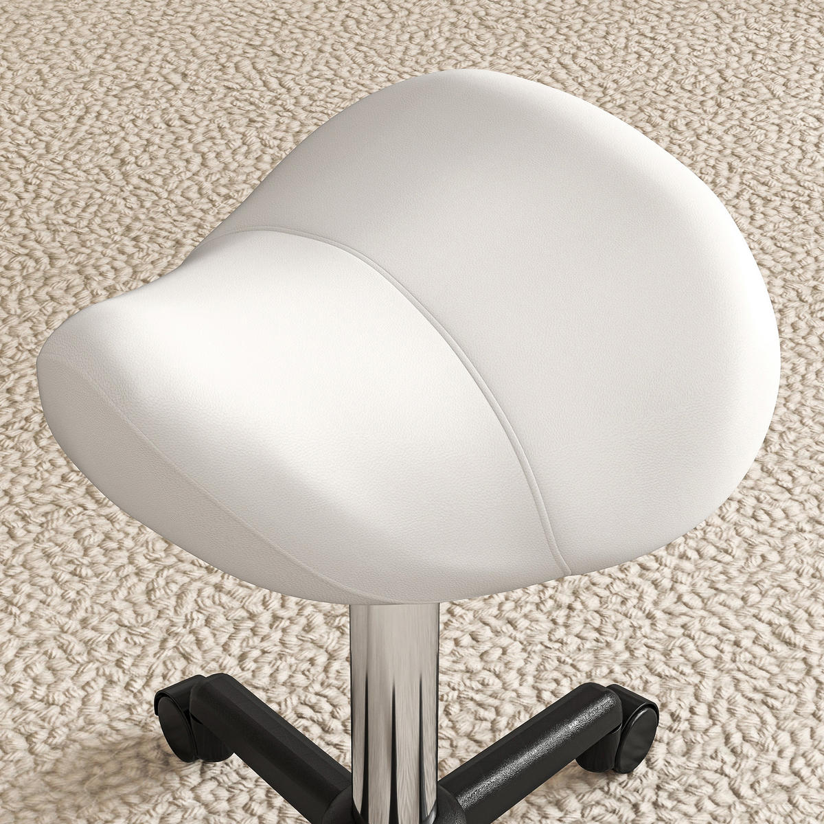BÜROHOCKER DE-18024 höhenverstellbar 45-57 cm, ergonomisch Weiß - Weiß, Metall (47/57/48cm) - ComfortXL