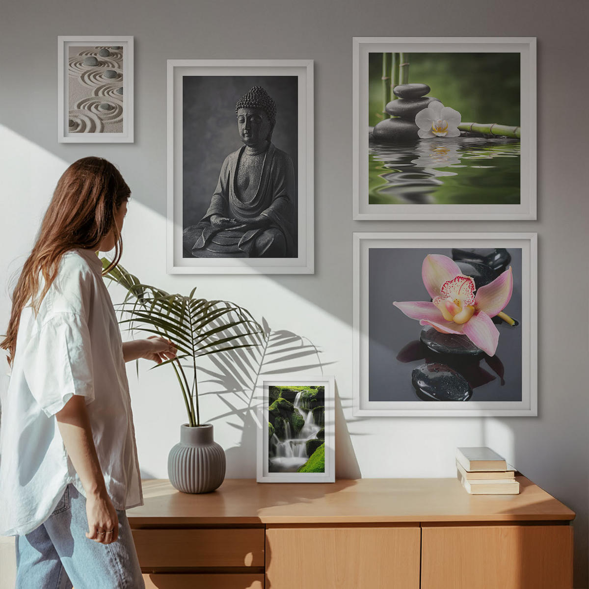 WANDBILDER 5er-Set - 50x50 cm & 20x30 cm & 40x60 cm Weißer Rahmen - Red Accents London - Weiß, Kunststoff (40/60cm) - ArtPrintCave