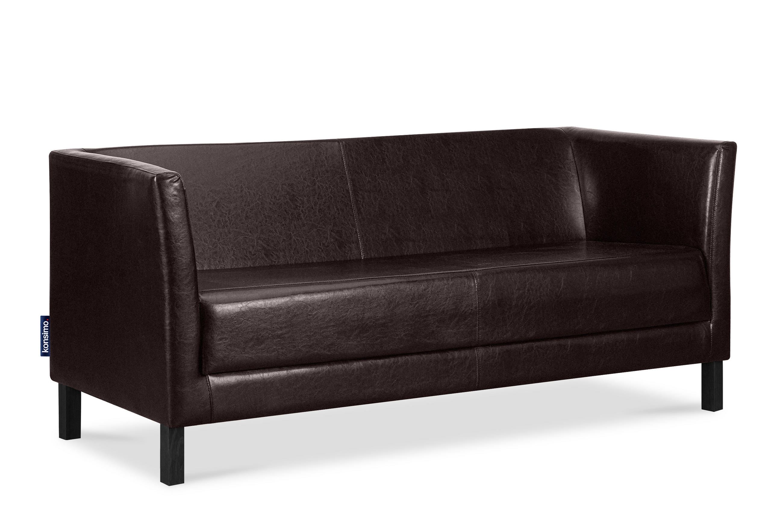 3-SITZER-SOFA ESPECTO Lederoptik, dunkelbraun - Dunkelbraun/Schwarz, Textil (67/71/171cm) - KONSIMO®
