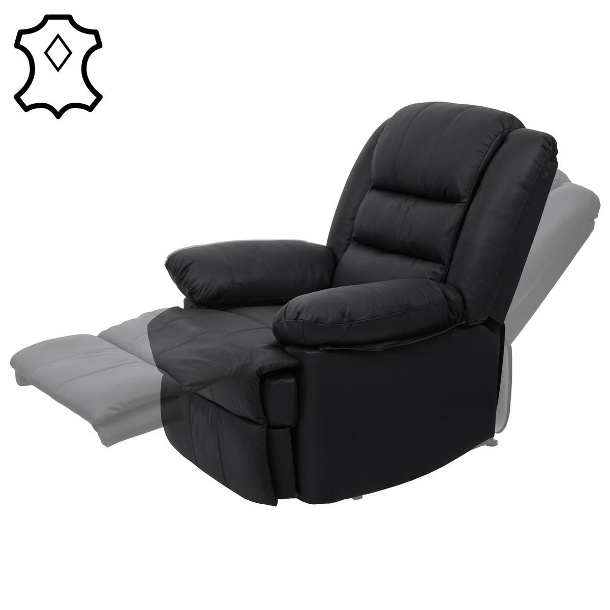 RELAXSESSEL Schwarz - Schwarz, Leder (87/101/150cm) - MCW