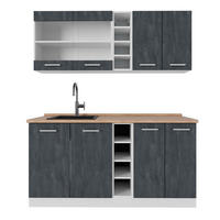 SINGLEKÜCHE R-Line Schwarz Beton/Weiß 160 cm AP Eiche - Schwarz/Weiß, Holzwerkstoff (160/81.6/60cm) - Vicco