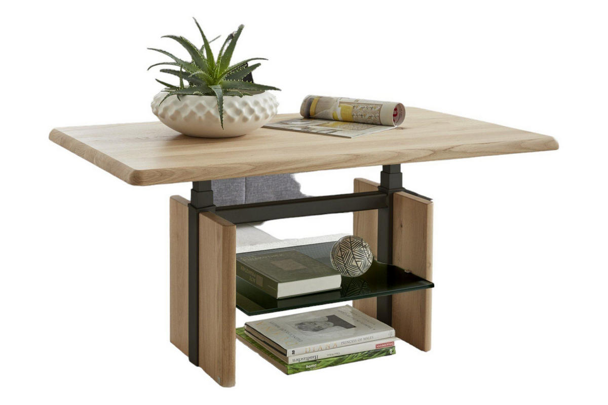 COUCHTISCH eckig Cathi 110x65x50 Wohnzimmertisch Massivholz Wildeiche geölt - Braun, Holz (110/65/50cm) - 58aufmkessel