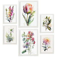 POSTER Set Mit 6 Wilde Blume Größe A3 & A4 Weißer Rahmen - Weiß, Papier (29.7/1cm) - Nacnic