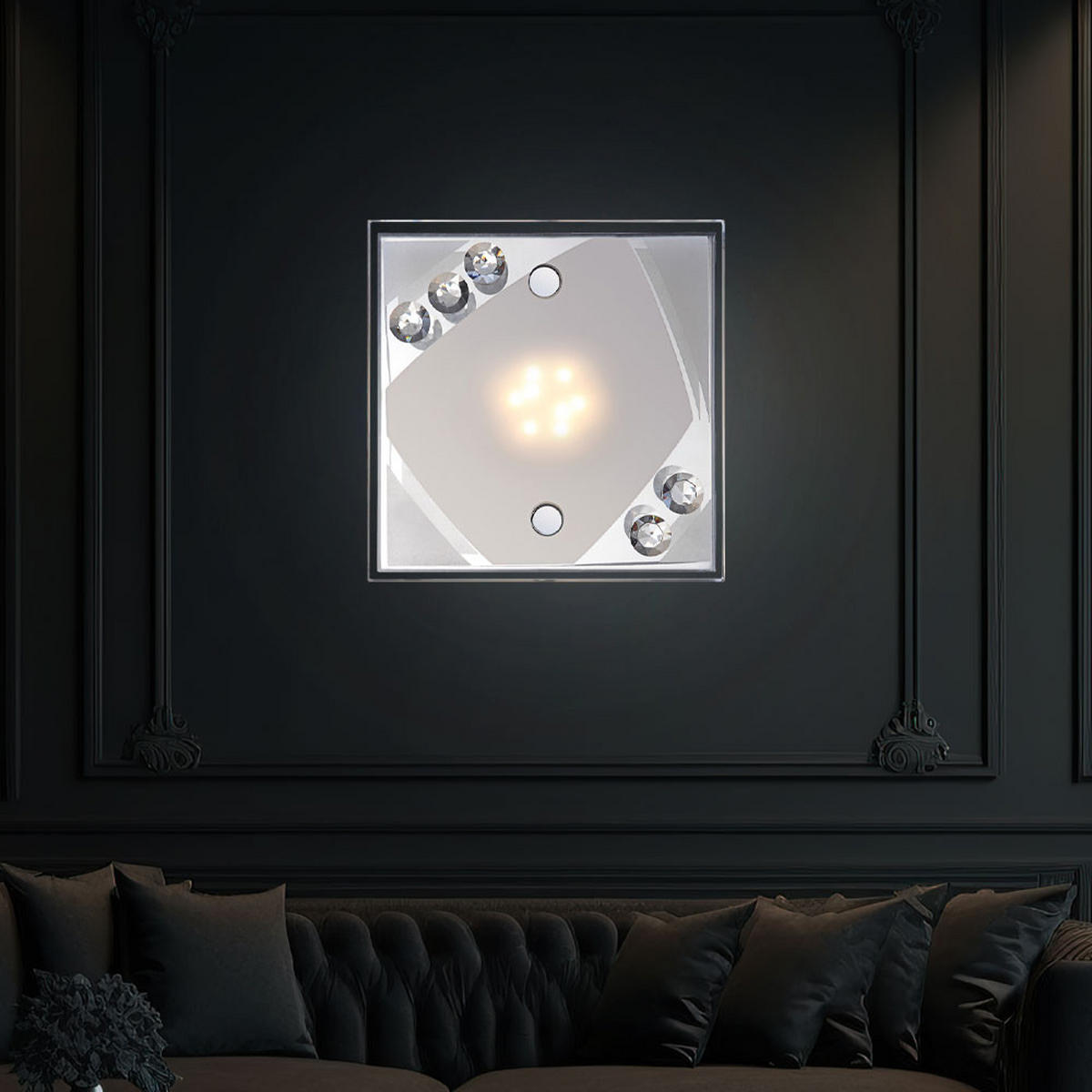 LED WANDLEUCHTE MIGO Metall Silber - Silberfarben, Glas (12/9/12cm) - Globo Lighting