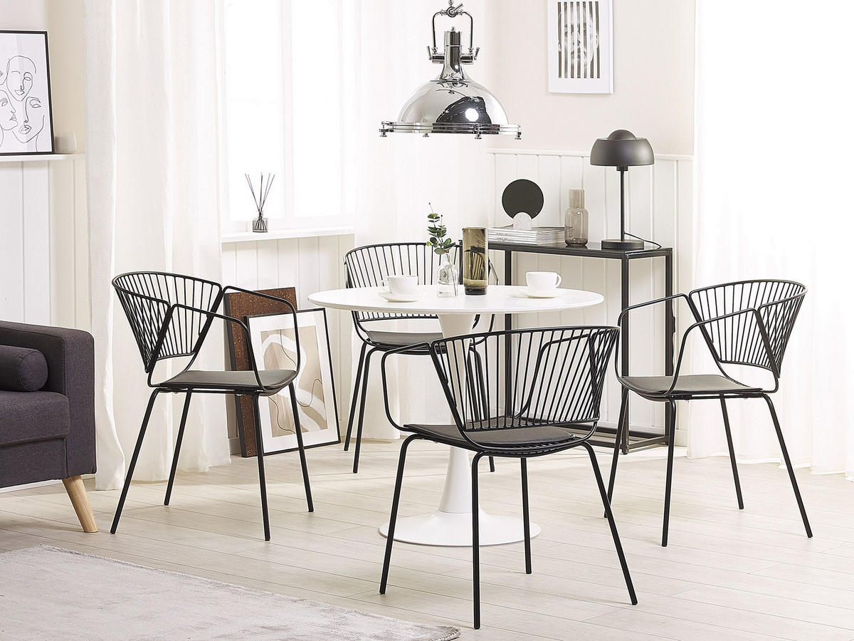 METALLSTUHL 2er-Set Schwarz Rigby - Schwarz, Textil/Metall (54/77/49cm) - Beliani