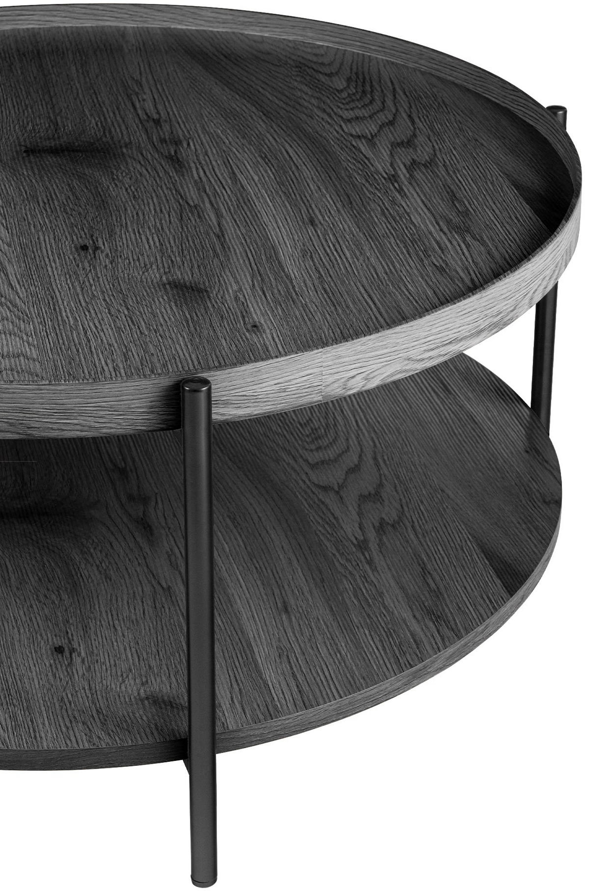 COUCHTISCH Honim Holz Grau Beistelltisch Rund - Grau, Holz (80/80/40cm) - DELUKE