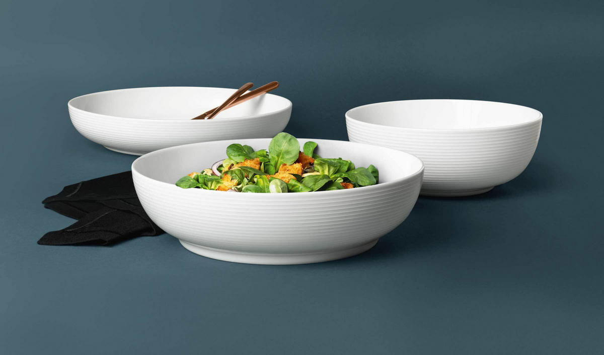 FOODBOWL Beat Color Glaze Weiß 20/25/28 cm 3er Set - Weiß, Keramik (1cm) - Seltmann Weiden