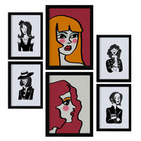 POSTER Set Mit 6 Sate Beauty In Weibliche Zusammenfassung A3 & A4 Schwarzer Rahmen - Schwarz, Papier (29/3cm) - Nacnic