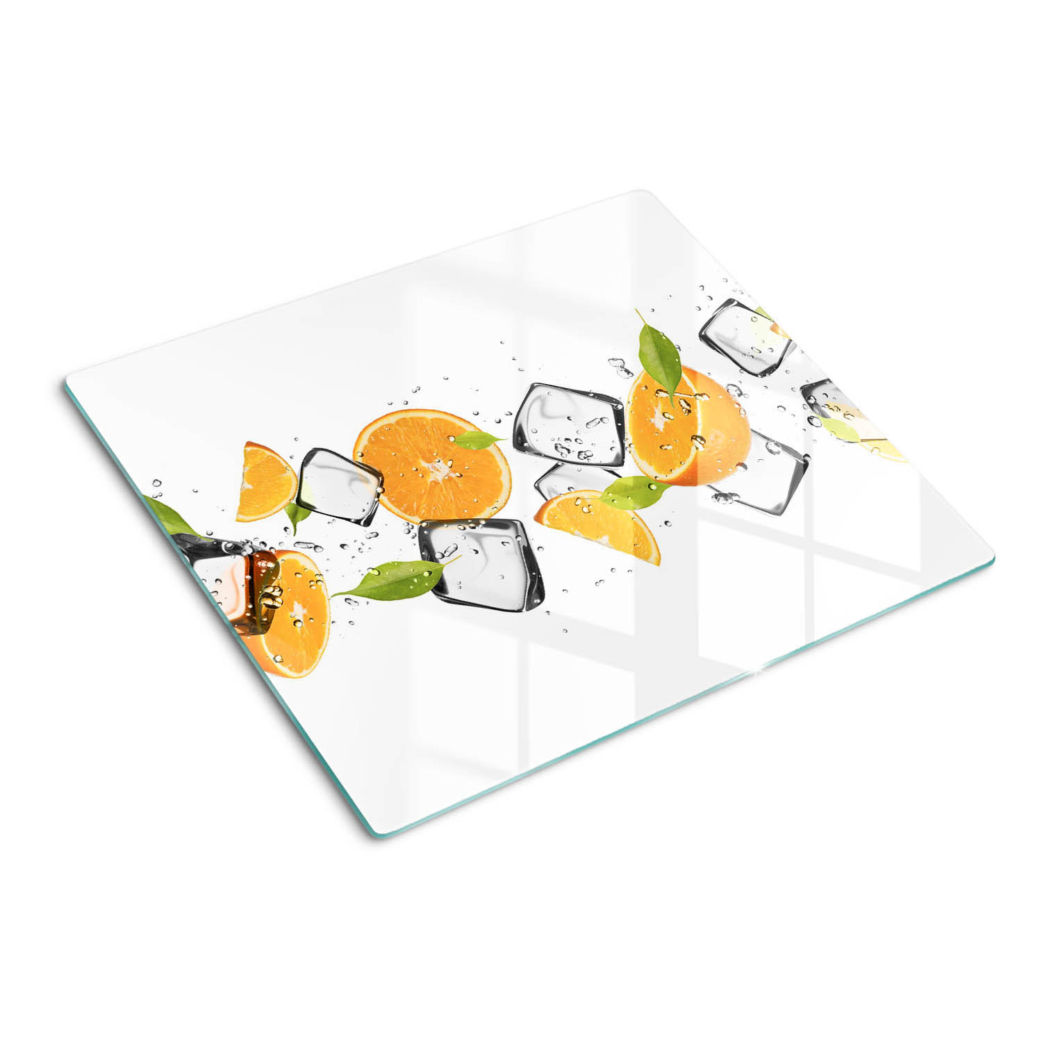 GLASPLATTE 60x52 cm Orangen mit Eis - Orange, Glas (60/0.4/52cm) - TULUP