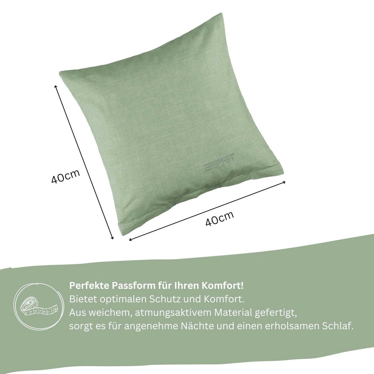 RENFORCÉ KISSENBEZÜGE HARP - Grün, Textil (40/40cm) - Esprit
