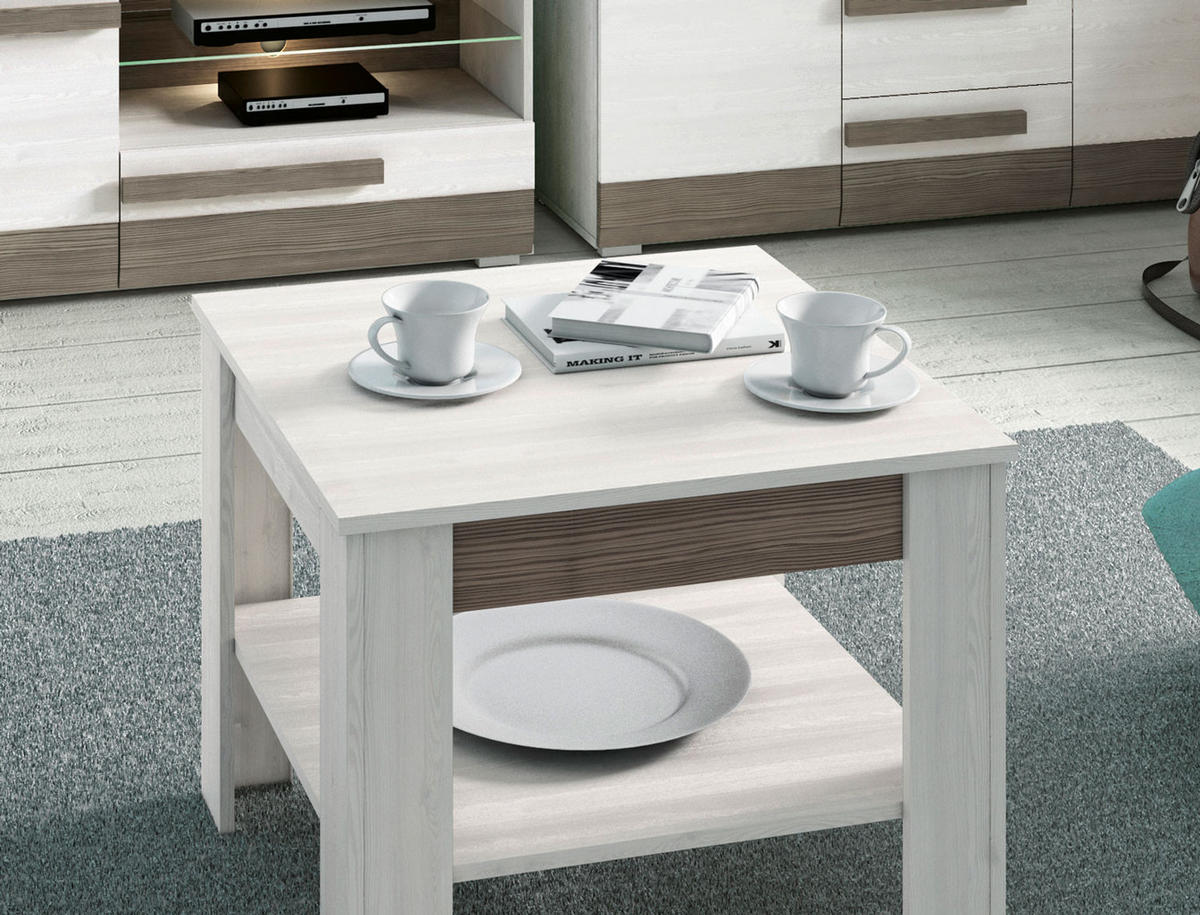 COUCHTISCH Blanco Pinie weiß / grau 67 / 67 / 56cm - Weiß, Holz/Holzwerkstoff (67/67/56cm) - Feldmann-Wohnen
