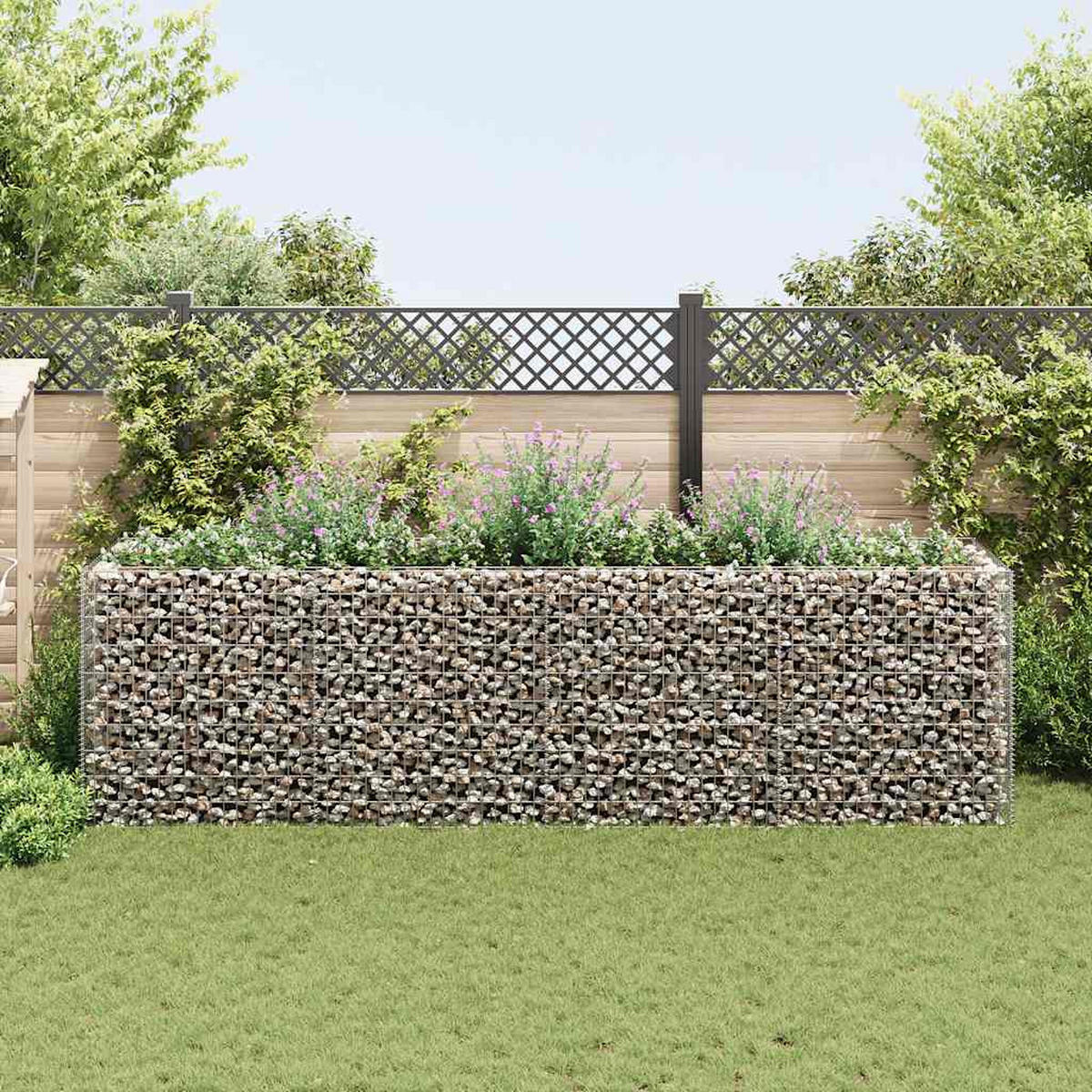 GABIONEN-HOCHBEET Stahl 360x90x100 cm - Silberfarben, Metall (360/100/90cm)