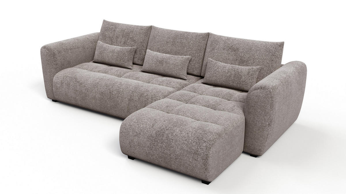 ECKSOFA SORENO 4-Sitzer, dunkelbeige - Beige/Schwarz, Holz/Textil (293/171cm) - Courtois Laville