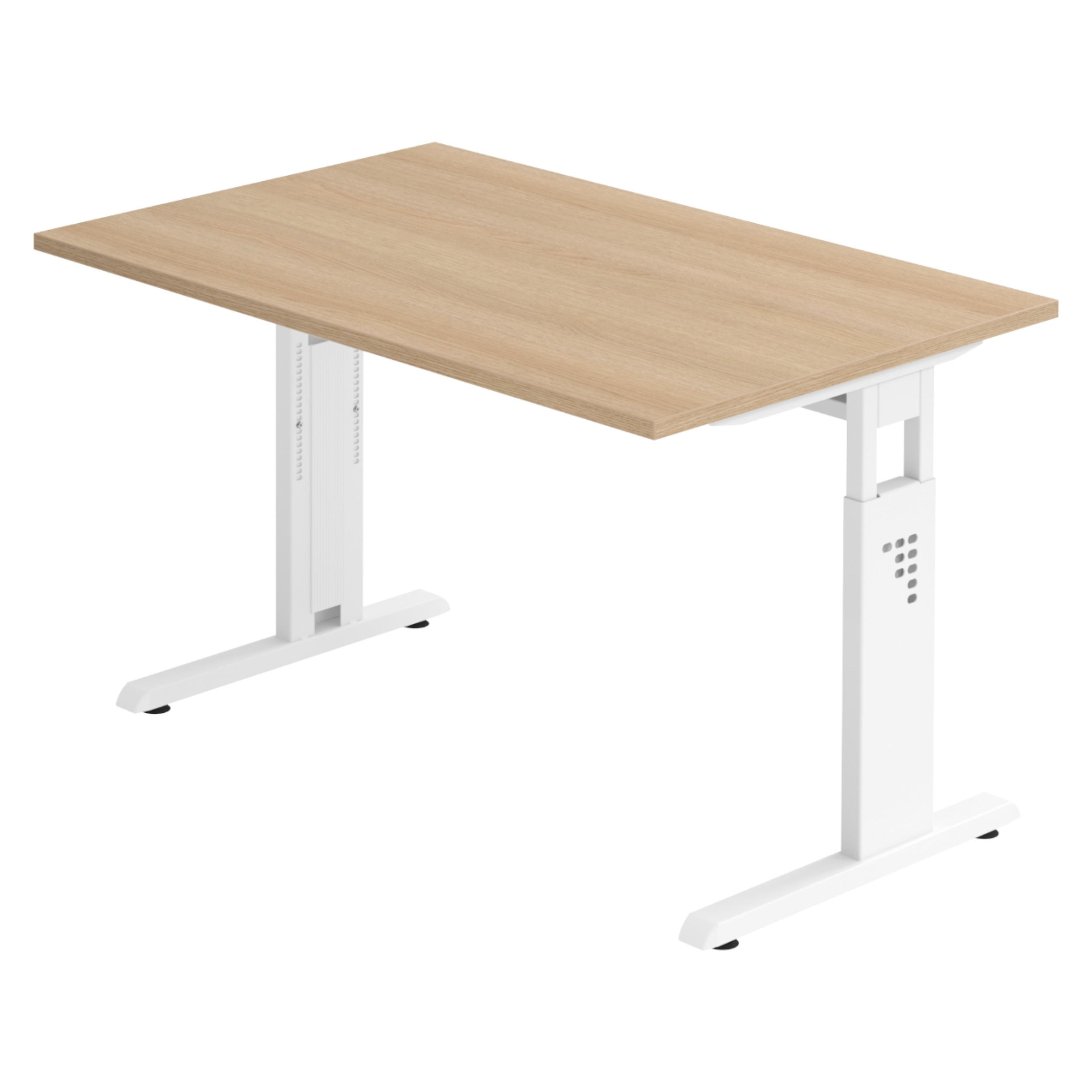 SCHREIBTISCH Serie-O 80/120/74 cm in Eichefarben/Weiß - Eichefarben/Weiß, Holzwerkstoff (80/120/74cm) - bümö