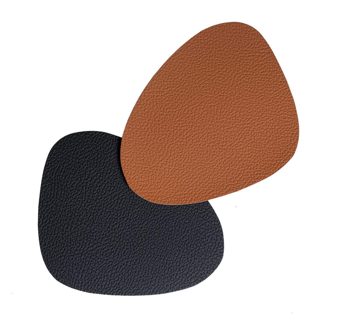 UNTERSETZER - Veganes Leder - Schwarz / Cognac - Organic - doppelseitig - 13 x 11 cm - 6 Stück - Schwarz/Braun, Kunststoff (11/13cm) - Cookinglife
