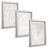 BILDER SET 3er Set - 20x30 cm Silberner Rahmen - Pastellfarbene Marmorstrukturen - Silberfarben, Kunststoff (20/30cm) - TULUP