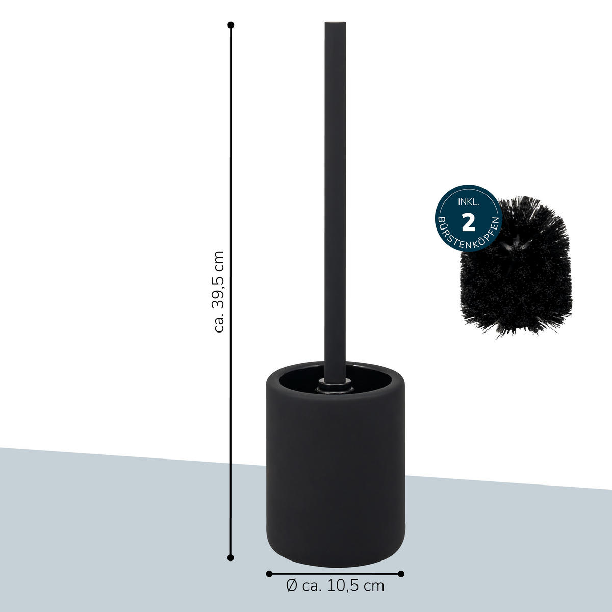 WC-GARNITUR CERANO, Keramik, schwarz - Schwarz, Keramik (10.5/39.5/10.5cm) - eluno