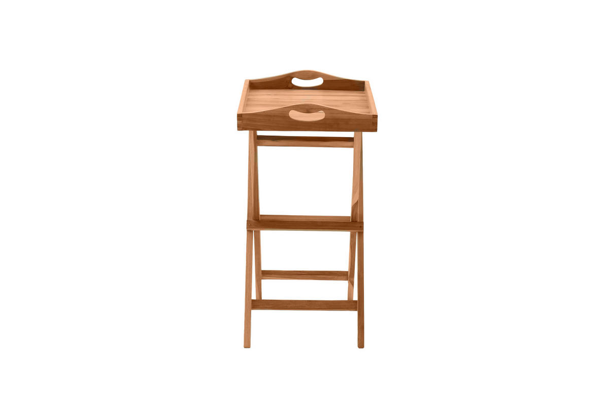 SERVIERTISCH Teaka mit abnehmbarem Tablett, 60x40 cm,Teakholz, klappbar - Naturfarben, Holz (40/60/65cm) - TPFGarden