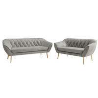 SEDACIA ZOSTAVA 3+2 PIRS - Svetlosivá Samet - Drevené nohy - farba buka/svetlosivá, kompozitné drevo/textil (180/75/74cm) - MKS
