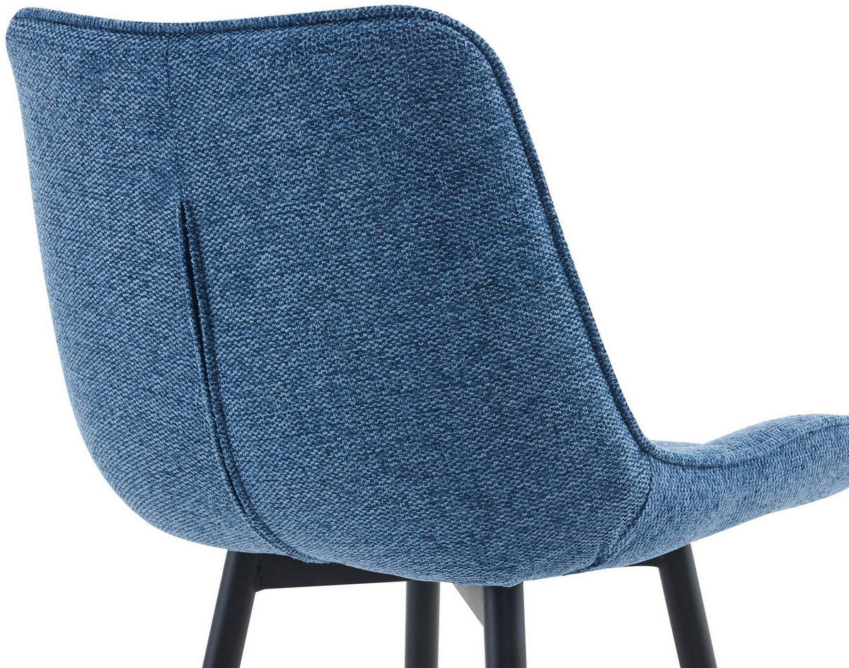 BARHOCKER 2er Set Stoff blau - Blau/Schwarz, Textil/Metall (47/106/52cm) - CLP