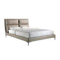 BETT Nerzfarbenes Kunstlederbett 176/240/107 cm - Taupe/Edelstahlfarben, Leder (160/200cm) - ANGEL CERDA
