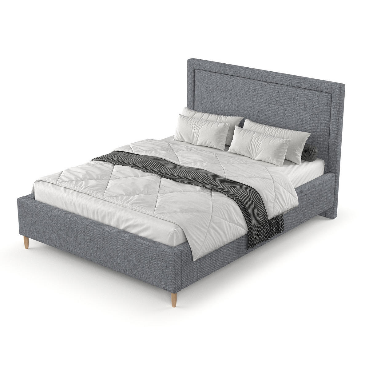 POLSTERBETT Vega 140/200 cm Grau im Neve Stoff - Naturfarben/Grau, Holz/Holzwerkstoff (140/200cm) - AltaBeds
