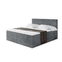BOXBETT mit Matratze H3 und Lattenrost - TOLO - 140x200 Cord - Dunkelgrau - Dunkelgrau, Holzwerkstoff/Kunststoff (140/200cm) - ALTDECOR