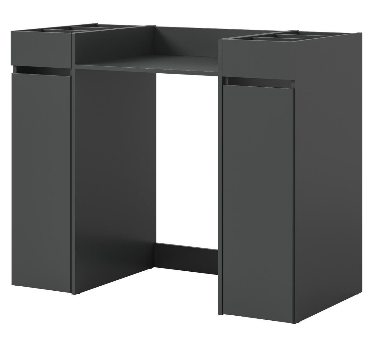 WASCHMASCHINENUMBAU Set grau 3-teilig, Überbauschrank und 2 x Anstellregal - Schwarz/Grau, Holzwerkstoff/Metall (124/101/60cm) - Inn.Furn