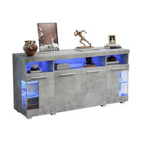 SIDEBOARD 140/40/70 cm zementgrau aus MDF mit LED und Glastüren - Grau, Holzwerkstoff (140/70/40cm) - OKWISH