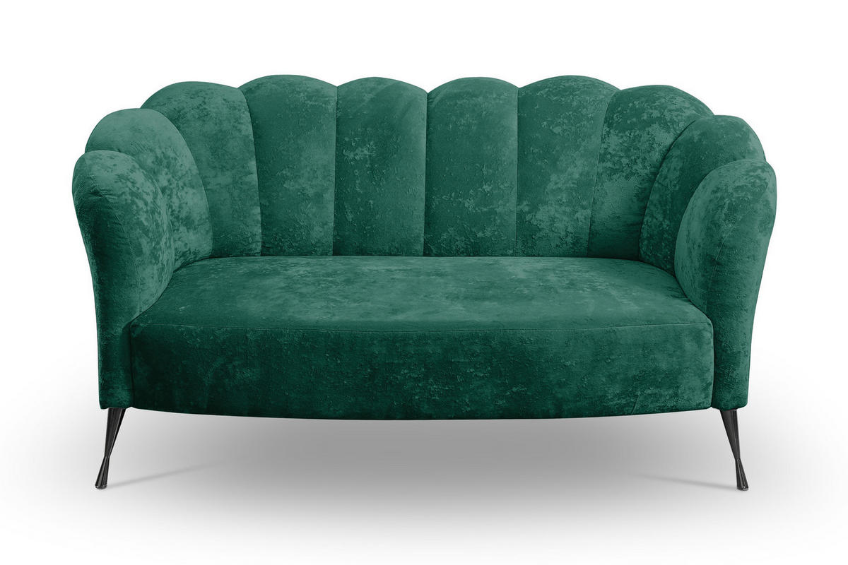 SOFA Adria 2-Sitzer 155x78x83 mit Metallfüßen - Dunkelgrün/Schwarz, Holz/Textil (155/78/83cm) - Ravio