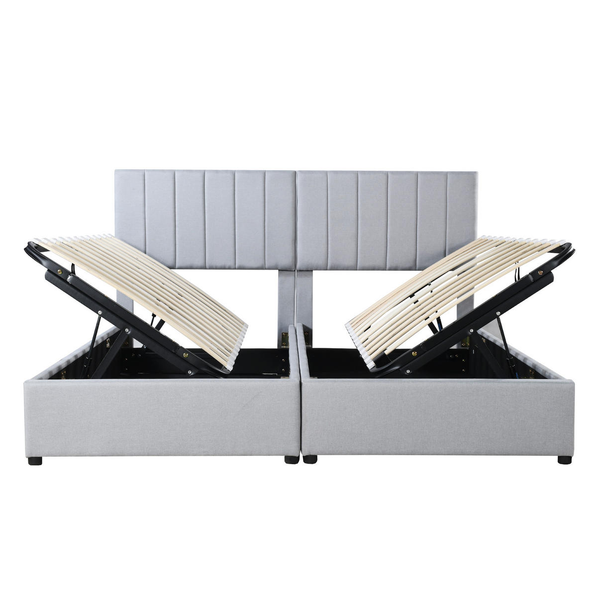 POLSTERBETT 180/200 cm grau hydraulisches Stauraumbett mit verstellbarem Kopfteil - Grau, Textil (180/200cm) - OKWISH