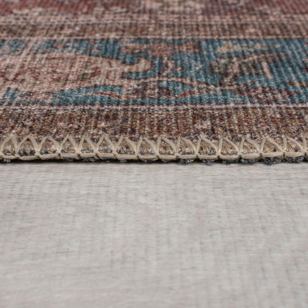 TEPPICH waschbar Vintage Floral Muster, Orientalisch, Wohnzimmer schmutzabweisend Rot Rechteckig 190x290 - Rot, Textil (190/290cm) - KADIMA DESIGN
