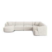 MODULARES-PANORAMASOFA rechts Campi aus strukturiertem Stoff leichtes beige 7 Sitzplätze - Creme, Textil (255/70/330cm) - Cosmopolitan Design