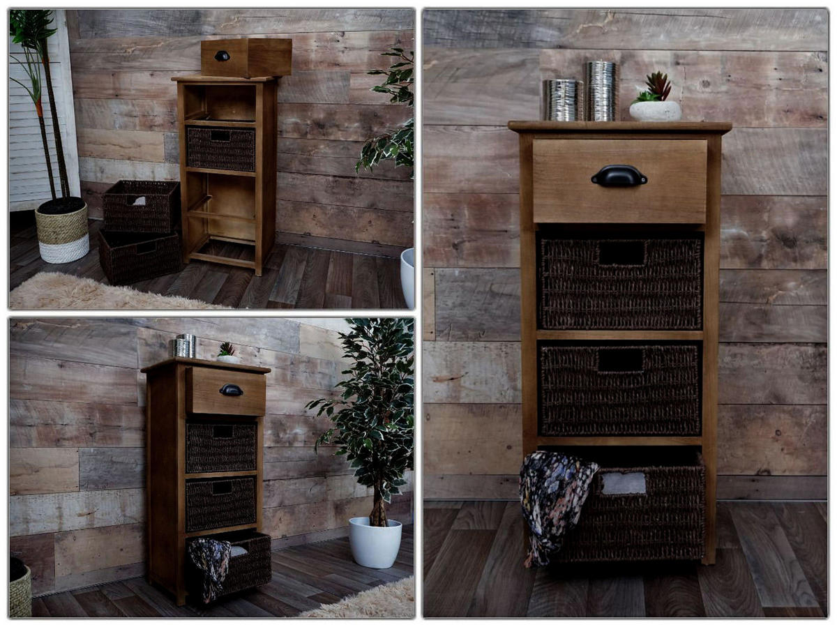 KOMMODE MIT KÖRBEN Dunkelbraun - Dunkelbraun, Holz (40/83/29cm) - MCW