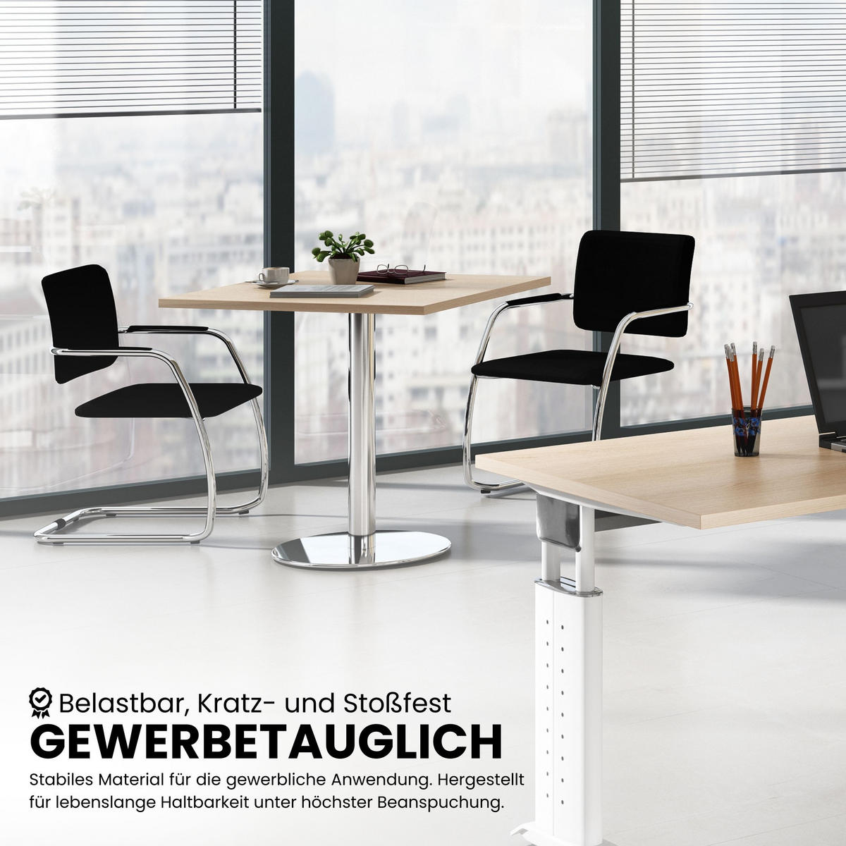 PAUSENTISCH klein STF 80/80/74,5 cm in Wildeiche/Silberfarben - Wildeiche/Silberfarben, Holzwerkstoff (80/80/74.5cm) - bümö