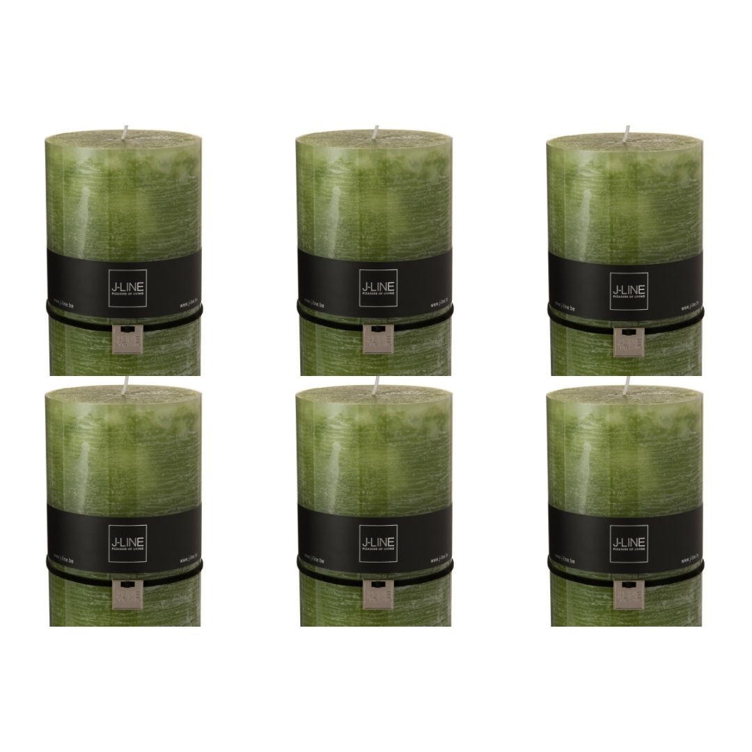 DUFTKERZE ZART - Grün - XXL - 150 Std. - 6er set - Olivgrün, Paraffin (10/20cm) - J-Line