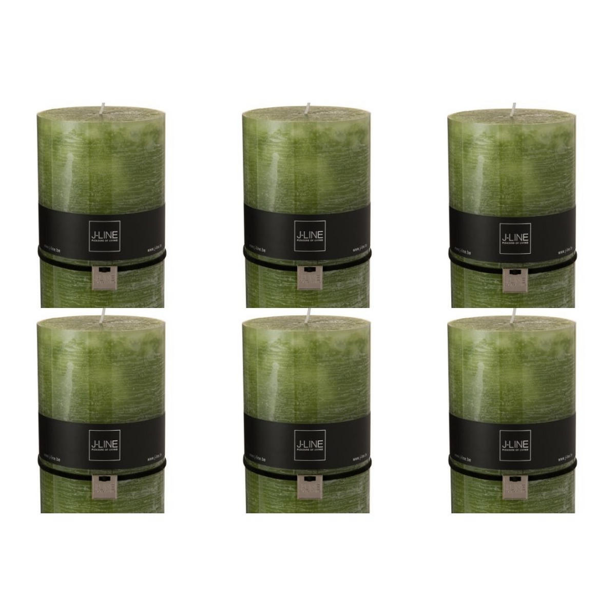 DUFTKERZE ZART - Grün - XXL - 150 Std. - 6er set - Olivgrün, Paraffin (10/20cm) - J-Line