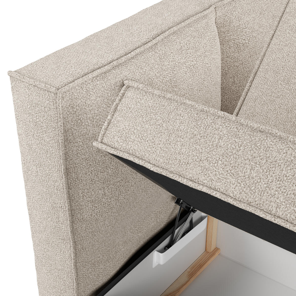 BOXBETT Bergen Hellbeige 140/200 cm mit Matratze - Beige/Schwarz, Holz/Holzwerkstoff (140/200cm) - Maison de Reve