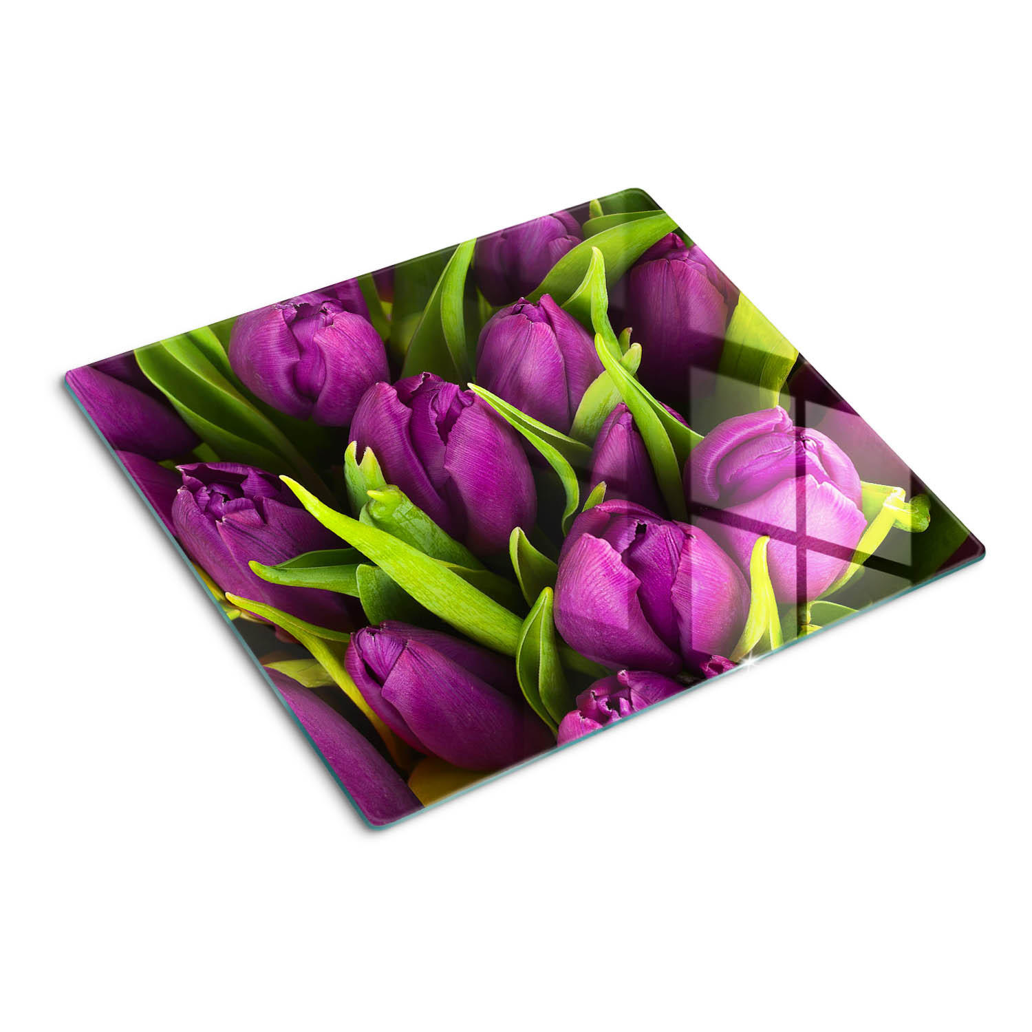 GLASPLATTE 60x52 cm Lila Tulpen - Lila, Glas (60/0.4/52cm) - TULUP