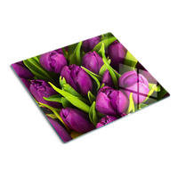 GLASPLATTE 60x52 cm Lila Tulpen - Lila, Glas (60/0.4/52cm) - TULUP