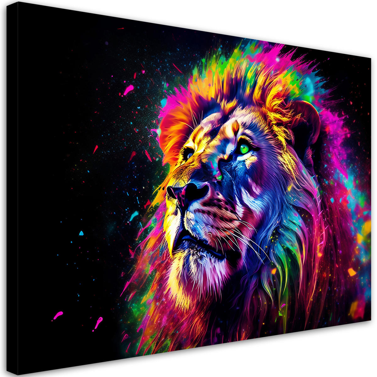 WANDBILD neon löwe farbig - Multicolor, Textil (60/40cm) - Feeby